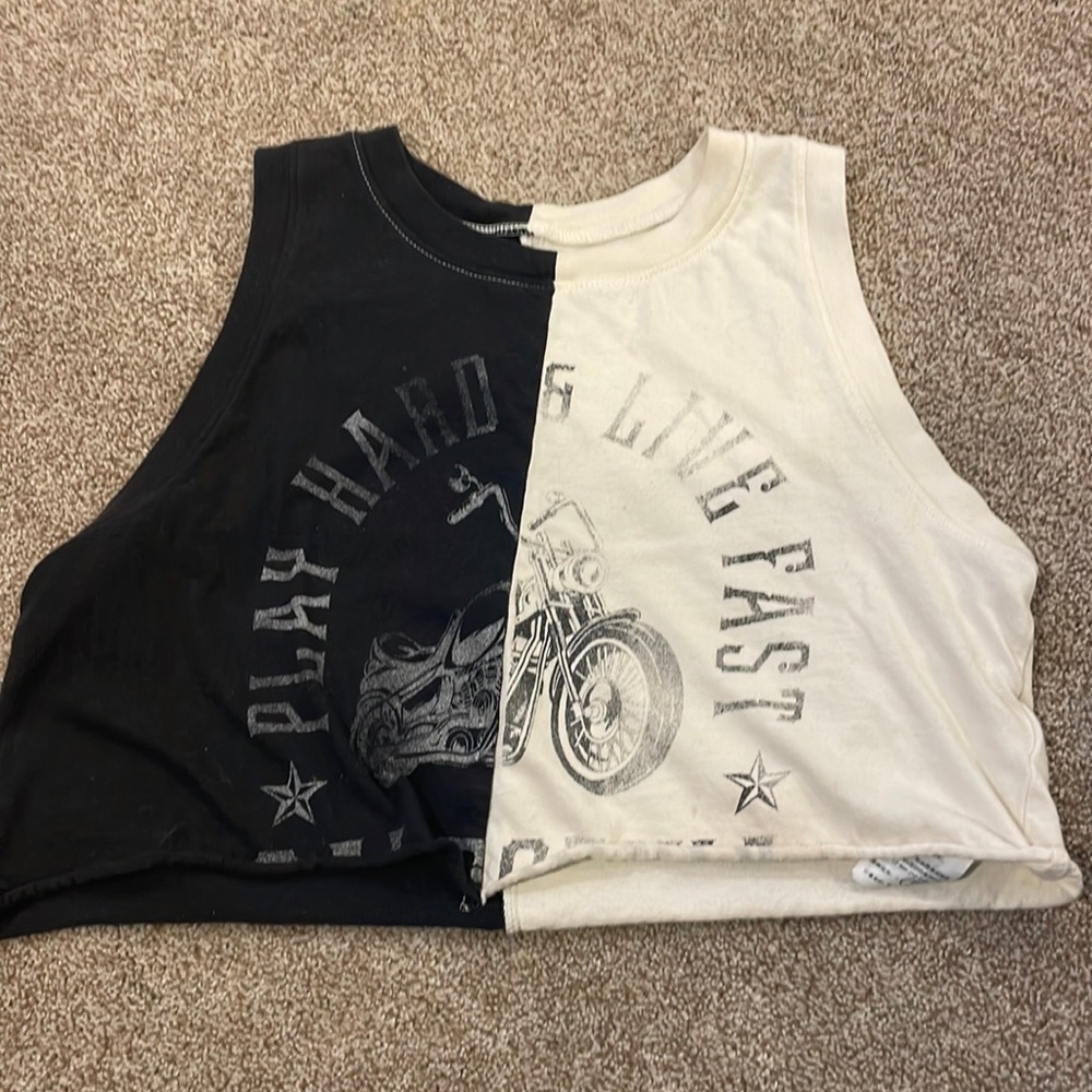 Hollister black and white tank top